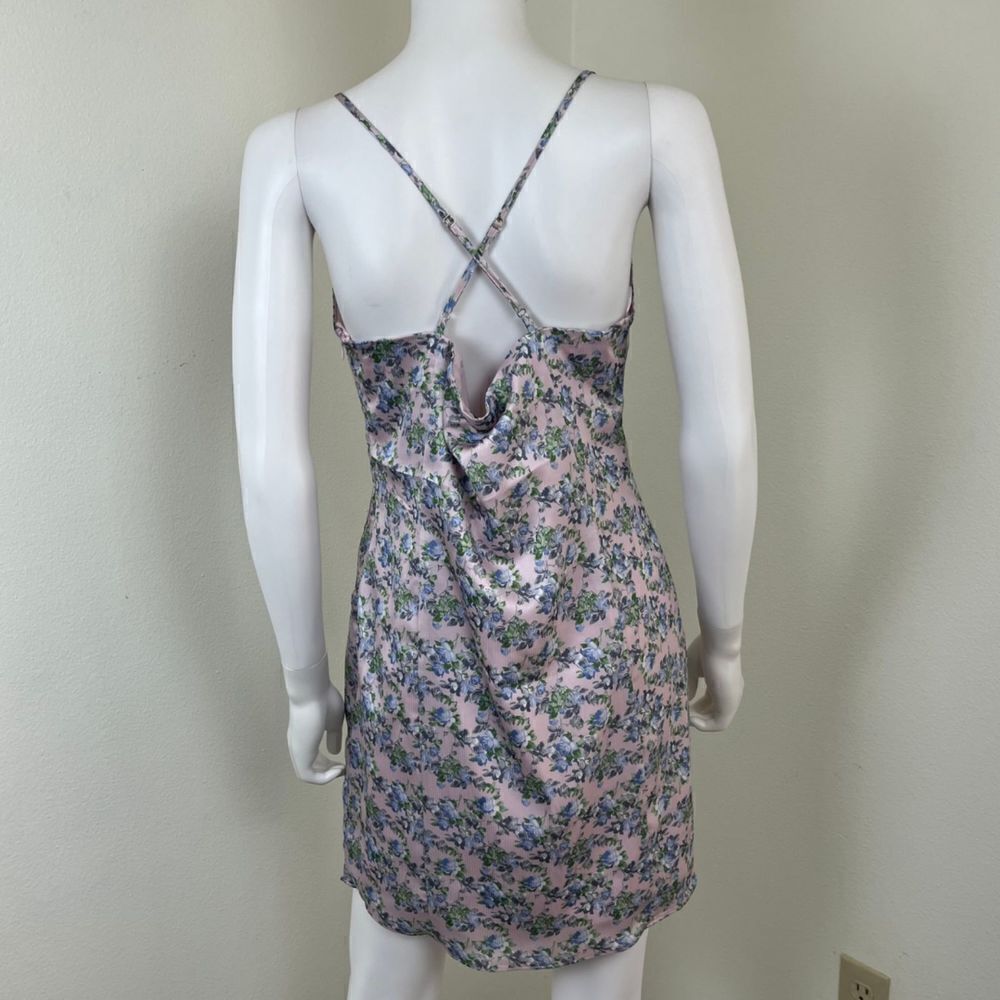 Endless Rose Woman's Size L Pink Floral Satin Mini NEW Dress Sleeveless Party - Picture 11 of 16